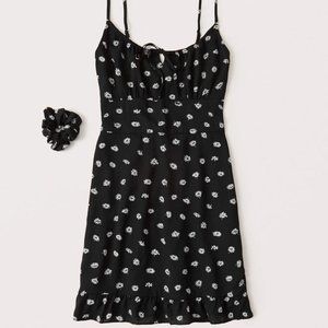 NWT Abercrombie Tie Front Black mini dress Size XS